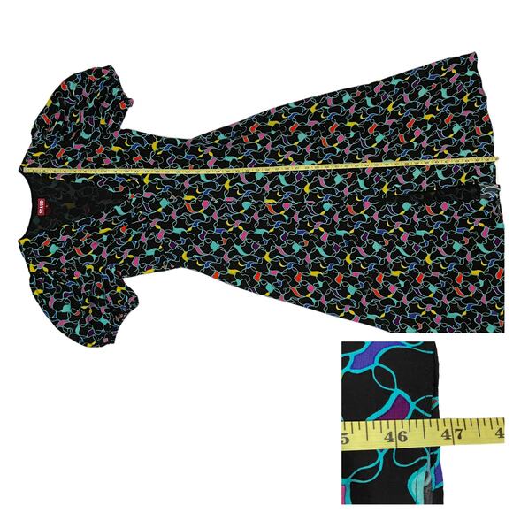 STAUD Milla Puff-Sleeve Midi-Dress - Black Abstract Wave - 4 - Picture 4 of 15